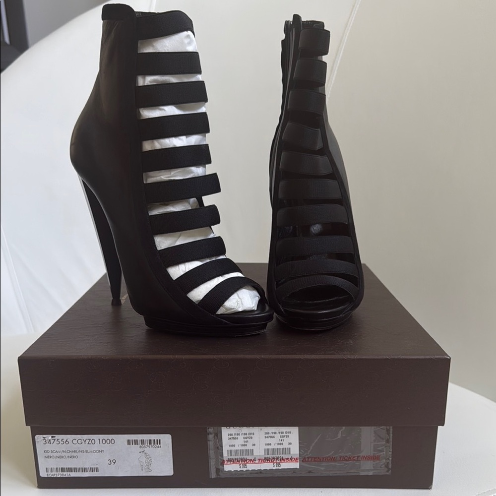 Gucci Black Gladiator Heels with Stiletto